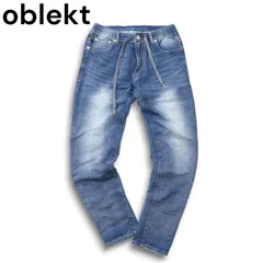 oblekt オブレクト 通年 USED加工★ ストレッチ スウェット スリム イージー デニム パンツ ジーンズ Sz.S メンズ