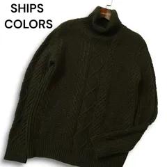 SHIPS COLORS シップス 秋冬 ウール★ ケーブル編み タートルネック ニット セーター Sz.M メンズ