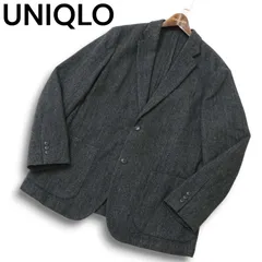 UNIQLO ユニクロ 秋冬 ウール★ ツイード ヘリンボーン テーラード ジャケット Sz.XL　メンズ グレー 大きいサイズ