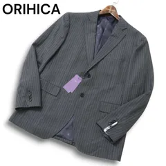 【新品 未使用】 ORIHICA オリヒカ 秋冬 総裏 ウール★ ストレッチ ストライプ テーラード ジャケット Sz.100AB7 メンズ 灰