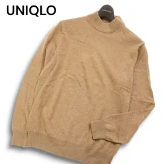 UNIQLO ユニクロ 秋冬 高級 カシミヤ100%★ モックネック ニット セーター Sz.L メンズ キャメル