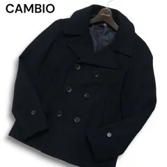 CAMBIO カンビオ 秋冬 メルトン ウール★ Pコート ピーコート Sz.S メンズ 黒のサムネイル