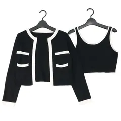 GRL グレイル 通年 カーディガン & キャミソール ニット アンサンブル Sz.M　レディース 黒
