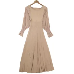 MERCURYDUO マーキュリーデュオ 秋冬 異素材スリーブ★ フレア ニット ワンピース Sz.F　レディース