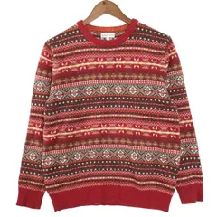 SIMPLE LIFE シンプルライフ レナウン 秋冬 フェアアイル柄★ ウール クルーネック ニット セーター Sz.M　メンズ