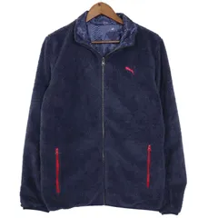 PUMA プーマ 秋冬 リバーシブル★ フリース 迷彩 カモフラ 総柄 フルジップ ジャケット ブルゾン Sz.M メンズ 紺 ネイビー