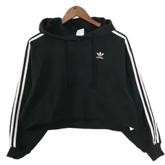 adidas Originals アディダス オリジナルス 秋冬 ロゴ★ スウェット 裏起毛 プルオーバー パーカー Sz.L　レディース 黒