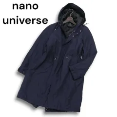 nano universe ナノユニバース 秋冬 中綿★ ジップ モッズコート ロングコート Sz.M メンズ 紺 ネイビー