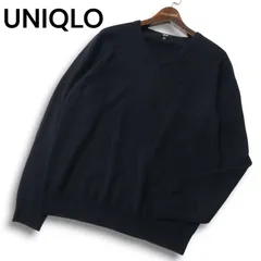 UNIQLO ユニクロ 秋冬 高級!! カシミヤ100％★ Vネック ニット セーター Sz.L　メンズ ネイビー