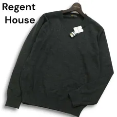 【新品 未使用】 Regent House リージェントハウス 秋冬 ウール混 Vネック セーター ニット Sz.M メンズ 灰 グレー