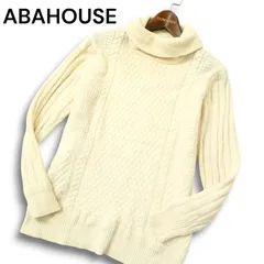 ABAHOUSE アバハウス 秋冬 ウール★ アラン編み タートルネック セーター ニット Sz.2 メンズ