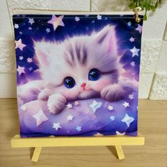 両面パネル 持ち手付き大きめポーチ 猫 - メルカリ