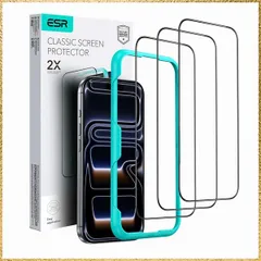 ☆彡送料無料でお届け☆彡Size:iPhone 17 Pro_Color:クリア_強化ガラス ESR iPhone 17 Pro ガラスフィルム【3枚入り+ ガイド枠 】高透過率 指紋防止 AR反射防止 耐衝撃 気泡レス 簡単取り付けツール付き いphone1