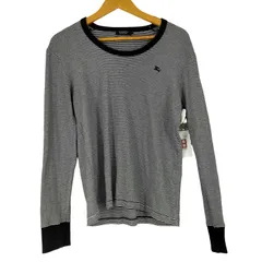 バーバリーブラックレーベル BURBERRY BLACK LABEL 胸元刺繍ボーダー L/S Tシャツ メンズ JPN：2 