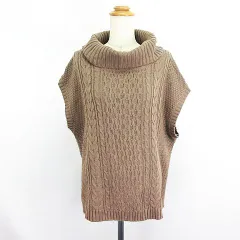オリーブデオリーブ OLIVE des OLIVE ニット セーター ノースリーブ ベスト オフタートル ケーブル編み F ブラウン ※EKM