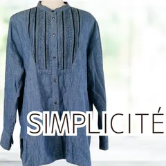 USED SIMPLICITE インディゴ染めダンガリーピンタックシャツ ブルー フリーサイズ レディース シンプリシテェ