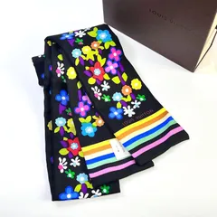LOUIS VUITTON ルイ・ヴィトン モノグラム マルチカラー 花柄 バンドー シルク スカーフ 119cm 箱 レディース ファション小物 バンダナスカーフ ツイリー 美品 aua36301071102