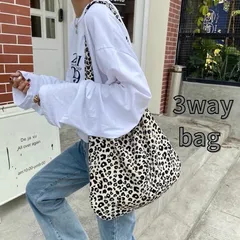 アニマル ショルダー トートバッグ  3way ダルメシアン柄 レオパード柄 トートバッグ レオパード　ショルダーバッグ レディース メンズ ジェンダーレス キャンバス 肩掛け 通勤 通学 ママバッグ かわいい モノトーン ホワイト ヒョウ柄 レオパード