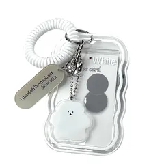 【迅速発送】定期入れ パスケース トレカケース トレカホルダー ICカード ケース入れ カードケース キーホルダ付き 可愛い おしゃれ 透明 ガールズ大学生 高校生 通勤 通学 定期入れ 透明 ローダー カード 収納 (ホワイト) 0