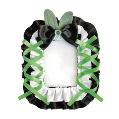 【迅速発送】うさ耳付きトレカケース GN 緑 推し活 オタ活 リボン カード入れ カードホルダー 硬質ケース 収納 保管 1