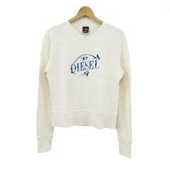 ディーゼル スウェット トレーナー 長袖 コットン100% ブランド トップス イタリア製 レディース Mサイズ クリーム×ブルー DIESEL 【中古】