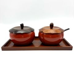 井上窯】二本松 萬古焼 茶器揃 (ばんこやき/万古焼) 朱泥 手捻り 手