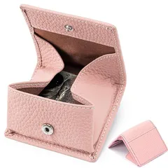 【迅速発送】小銭入れ レディース コインケース 革 ボックス型 レザー メンズ ミニ財布 財布コンパクト おしゃれ 大容量 超軽量 防水 小物入れ カードケース カード入れ 折り畳み カード入れ付き 男女兼用 ピンク 1