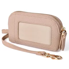 【迅速発送】パスケース リール付き キーケース レディース スマートキーケース コインケース カードケース ストラップ 小銭入れ カード入れ 定期入れ IDカード かわいい 通勤 通学（アプリコットピンク） 1