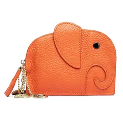 【迅速発送】[imeetu] 小銭入れ 可愛いゾウ コインケース ミニ財布 コンパクト 手持ち キーリング付き 無地 薄型 レディス (オレンジ) 1