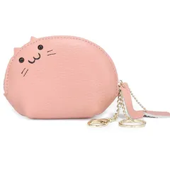 【迅速発送】[imeetu] 小銭入れ レディース 可愛い コインケース 小さい キーケース 猫 財布 薄い キーホルダー 人気 女の子 （ピンク） 1