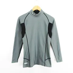 アンダーアーマー UNDER ARMOUR MCM3800 インナーシャツ 長袖 モックネック 裏起毛 コールドギア メタル 切替 ロゴ ストレッチ MD グレー×ブラック スポーツウェア ※EKM