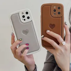 iPhone13promax 対応 ハート カバー スマホケース 花 キャメル 高品質 韓国