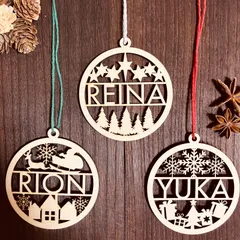 【名入れ】クリスマス 木製 オーナメント タグ 名前 ツリー 絵の具 DIY