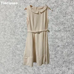 Tiaclasse ノースリーブひざ丈ワンピース クリーム色 Mサイズ