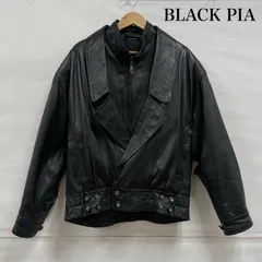 レザー BLACK PIA フェイク レイヤード レザー ボンバー ジャケット ブルゾン ヴィンテージ 羊革 メンズ M ISItems【USED】【古着】【中古】50145008
