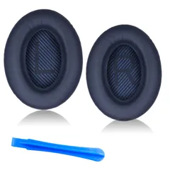 新品 Bose QuietComfort 35(QC35)&QuietComfort 35ii(QC35ii)用のプロフェッショナルな交換用イヤーパッド、より柔らかいレザーとメモリーフォームを備えたプレミアムヘッドフォンイヤパッドクッション、ミッドナイトブルー