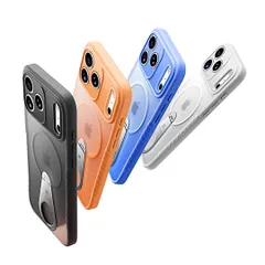 新品 iPhone 17 Pro Max 用 リングケース 360度回転 MagSafe対応 半透明 半クリア マット仕上げ アイフォン17promax カバー ケース リング付き 縦置きスタンド カラフル白