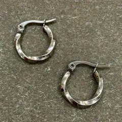 ツイスト チャンキーフープピアス シルバー 約16mm　両耳ペア