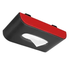 新品 車 ティッシュ ケース 吊り下げ ワンタッチ取付 ボックス サンバイザー おしゃれ 収納 スリム 車用 カスタム カー用品 内装 便利 黒 赤 ブラック×レッド