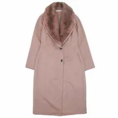 エルマノシェルビーノ ERMANNO SCERVINO ミンク ファーカラー チェスターコート ロング アンゴラ100％ メルトン ジャケット ブルゾン アウター 毛皮 38 紫系/レディースのサムネイル