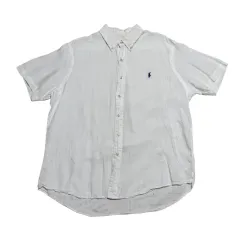 L POLO RALPH LAUREN リネン 白 半袖 シャツ