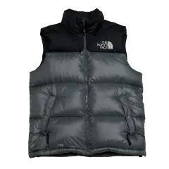 S THE NORTH FACE ザノースフェイス グレー ブラック バイカラー 700 Nuptse(ヌプシ) ダウンベスト