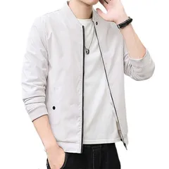 【新品】 [Yucahype] ジャケット メンズ ブルゾン 秋 春 アウター ライトジャケット スタジャン カジュアル フォーマル メンズコート 普段着 薄手 通学通勤 無地 軽量 着こなし 襟付き 大きいサイズ 防風 防寒 秋服 春服(M ベージュ) 1