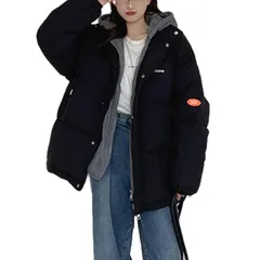 【新品】 [xppe] ダウンジャケット レディース 春 秋 冬 4色展開 パーカー 中綿 アウター ショート丈 フード付き 切り替え 防寒 厚手 ブラック L 1