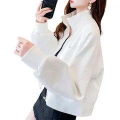 【新品】 [ブブ オーハナ] ジャケット ライト アウター オーバー サイズ ビッグ シルエット フル ジップ アップ ジャンパー 無地 レディース 女性 用 春 夏 秋 冬 服 オールシーズン ブルゾン スタンド カラー 体型カバー 軽量 (JP, アル 0