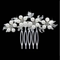 髪飾り ホワイト シルバー コーム 留袖 かんざし 結婚式　ヘアアクセ