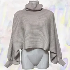 GRL　グレイル　セーター　ピンク　レディース　ニット　タートルネック　クロップド丈　リブ　長袖　ドルマン　ポンチョ　モモンガ　伸縮性あり