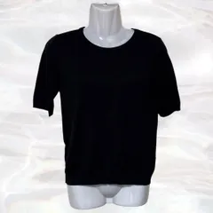 H＆M　エイチアンドエム　ニット　ブラック　レディース　五分丈　無地　シンプル　定番　ラウンドネック　ベーシック　オフィスカジュアル