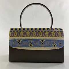 【美品】 和装バッグ 優品 フォーマル 幾何学 銀糸 灰茶 和装小物  【中古】