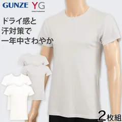 グンゼ YG tシャツ メンズ 半袖 インナー クルーネック 速乾 防臭 2枚組 M～LL GUNZE インナーシャツ 男性 紳士 下着 肌着 丸首 吸汗速乾 ムレ 抗菌防臭 ニオイ対策 M L LL